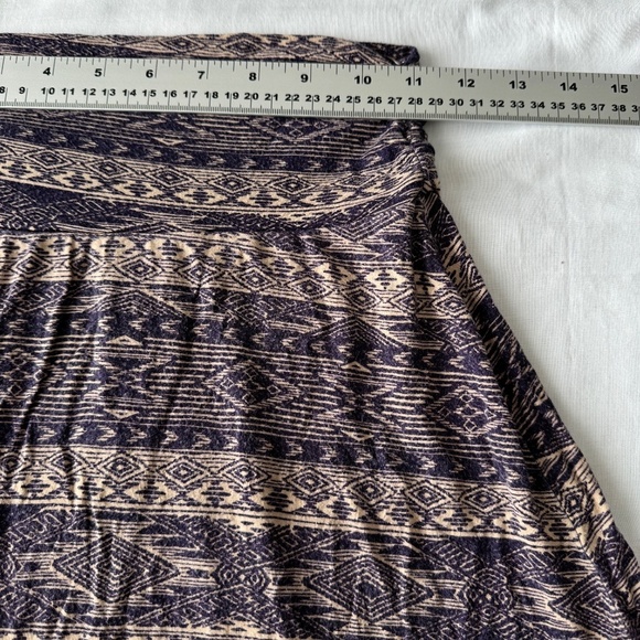 Bobeau Women's Boho Small Pull-On A-Line Midi Skirt Purple Aztec Tribal Festival - Picture 11 of 15